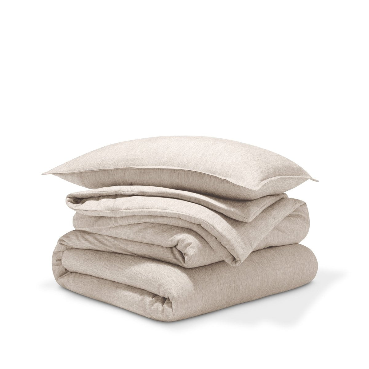 Comforter set stacked on a white background