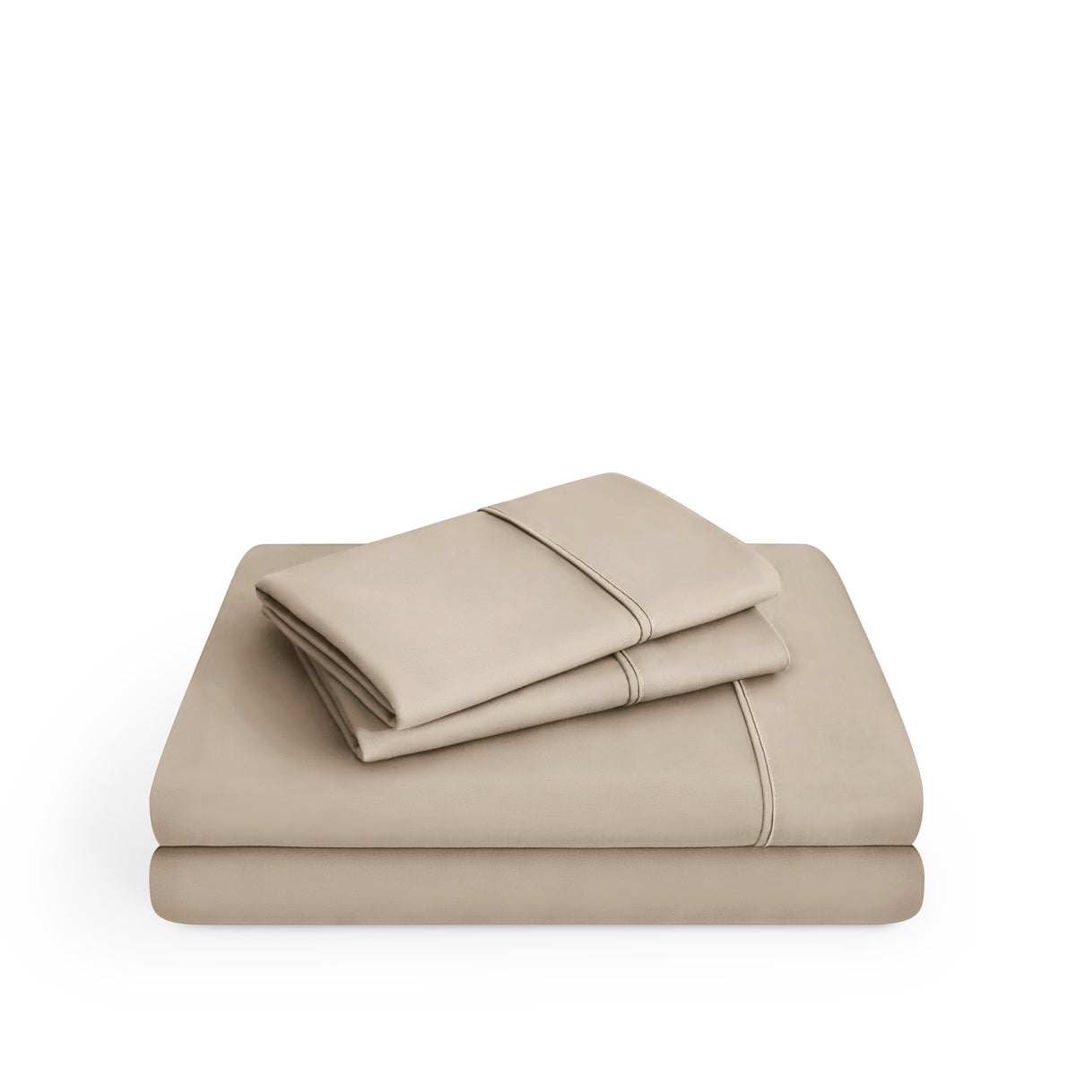 Microfiber sheet set folded and stacked