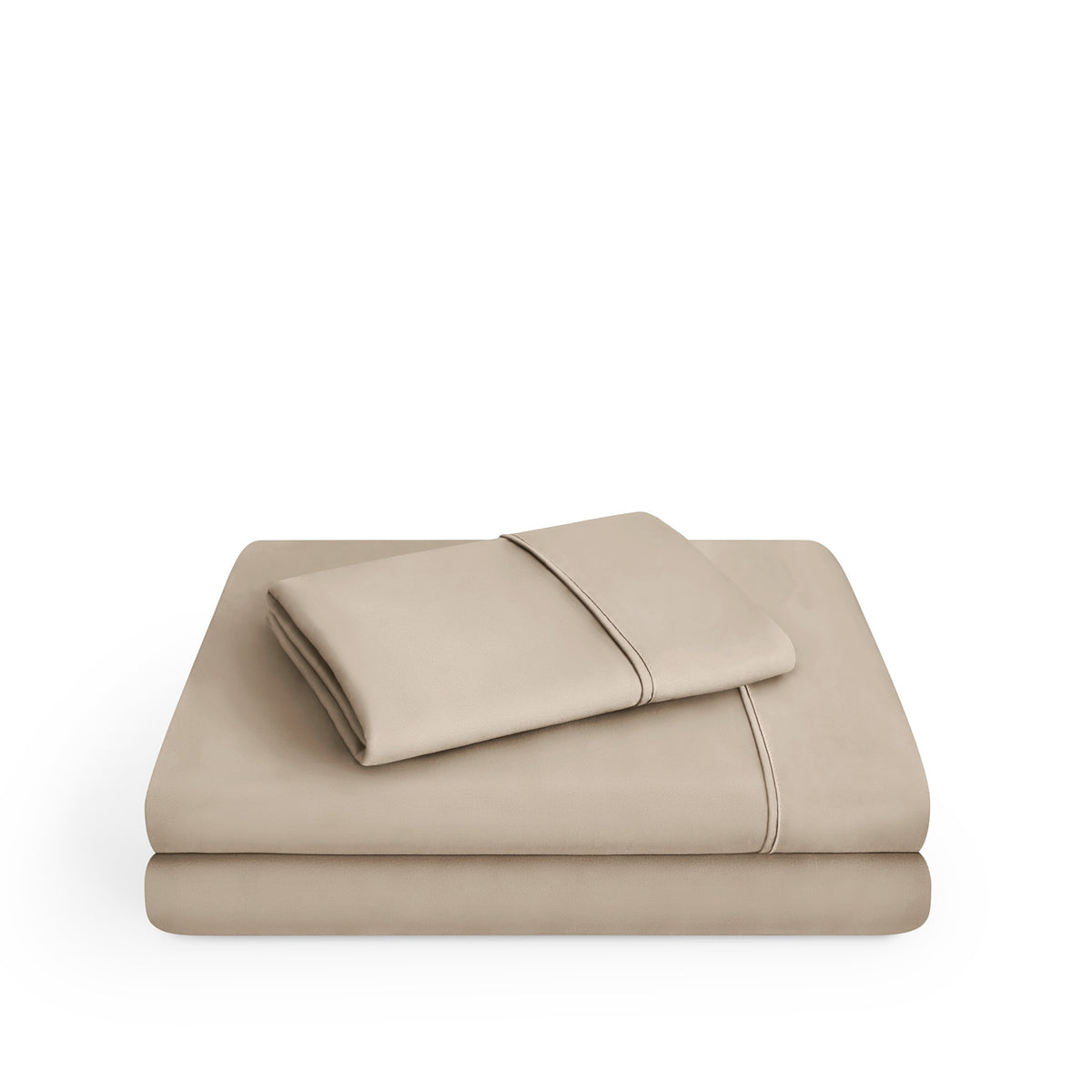 Microfiber sheet set folded and stacked