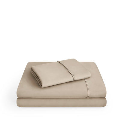 Microfiber sheet set folded and stacked