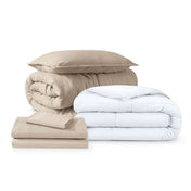 Washed bedding bundle folded and stacked