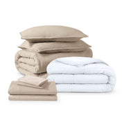 Washed bedding bundle folded and stacked