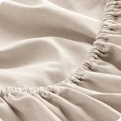 Close-up of fitted sheet with elastic edge
