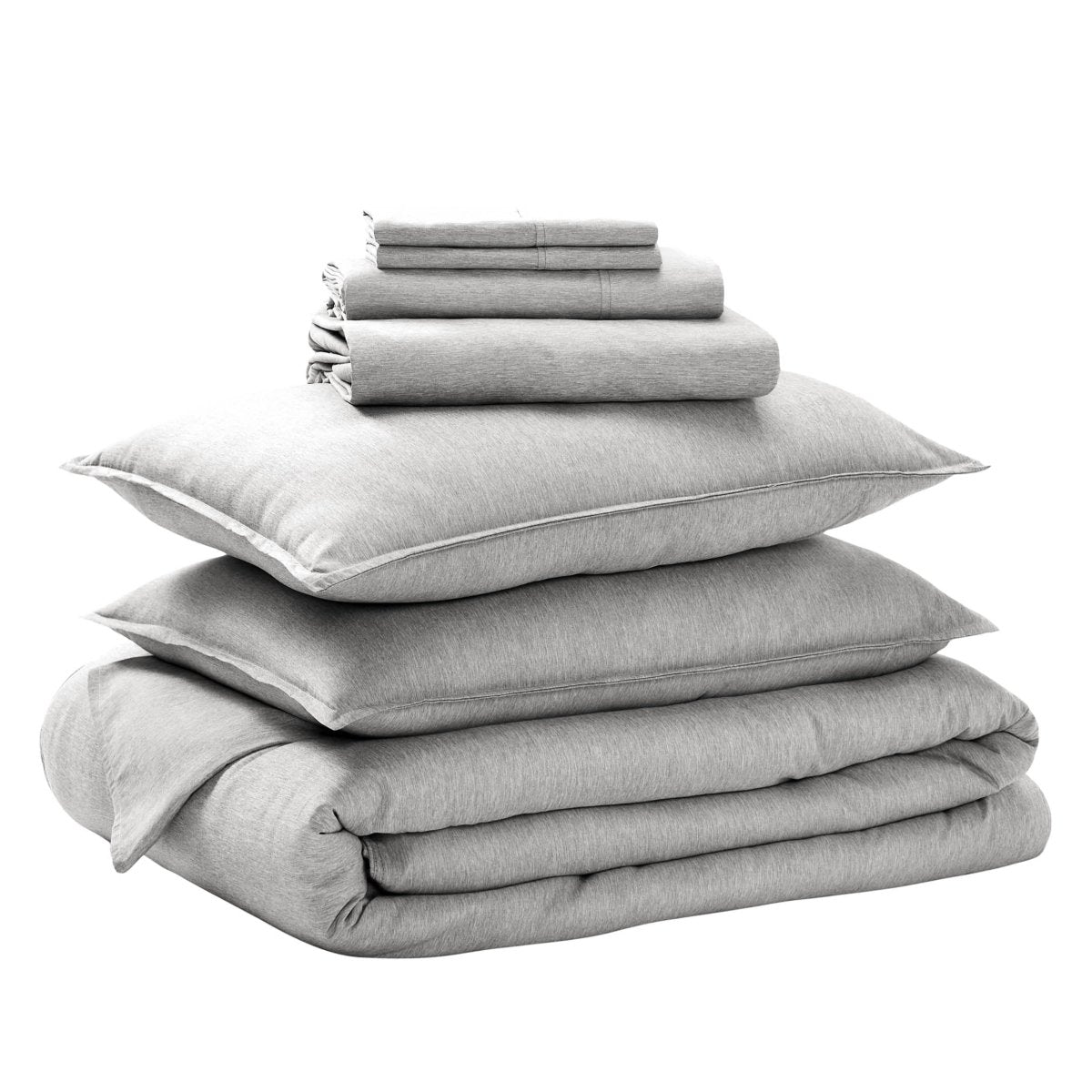 Bedding set folded on a white background