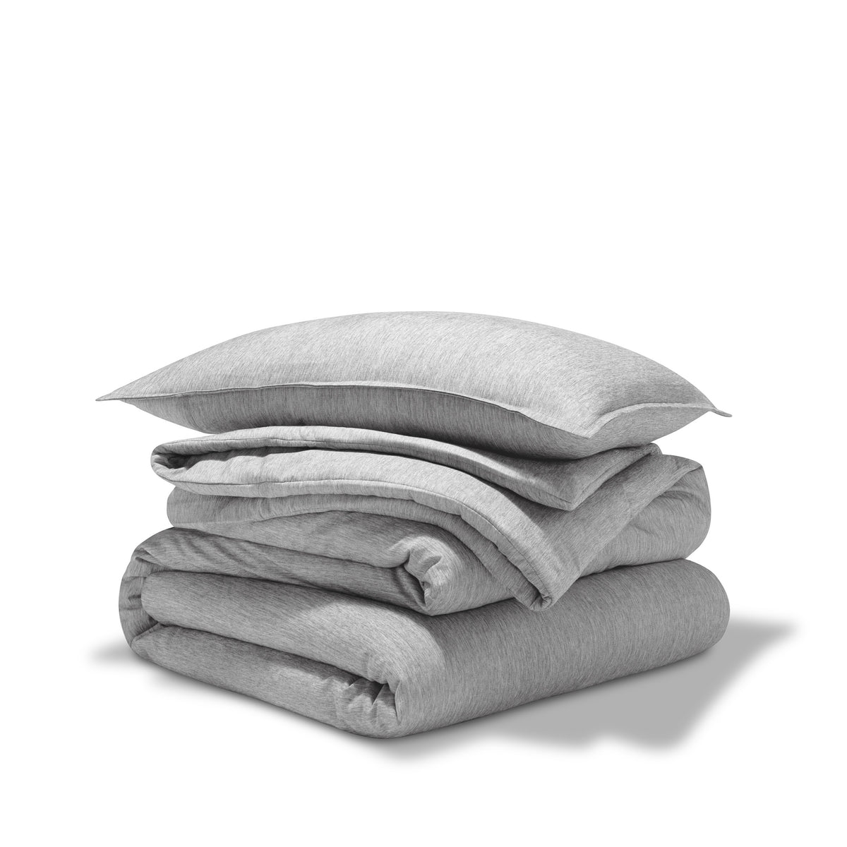 Comforter set stacked on a white background