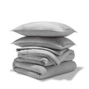Comforter set stacked on a white background