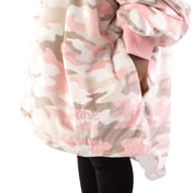 Close up of the pocket of a wearable blanket