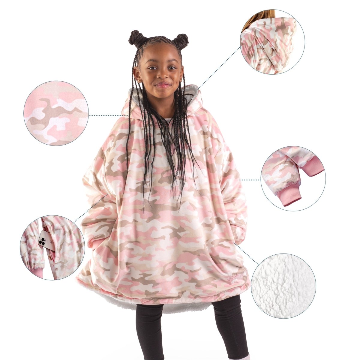 Person wearing a Bare Homey with close-up inserts on a white background