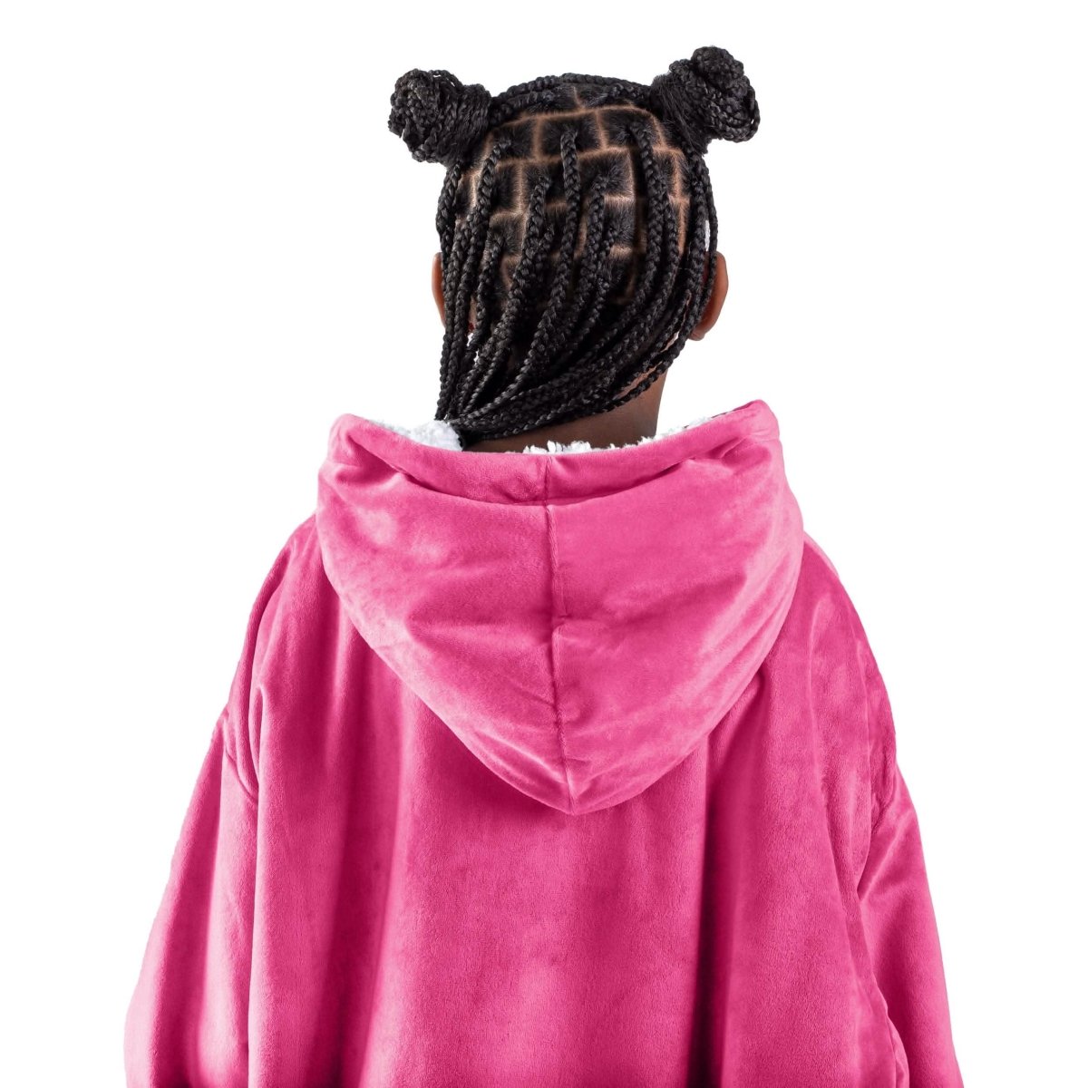 A child with a wearable blanket on