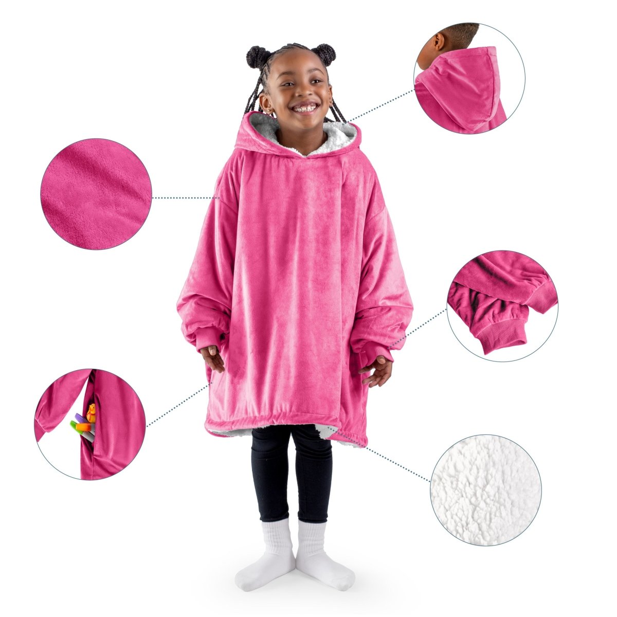 Close up of features of the wearable blanket
