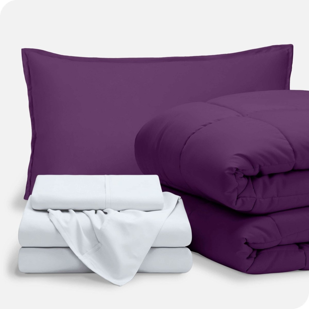 A bed in a bag folded and stacked neatly