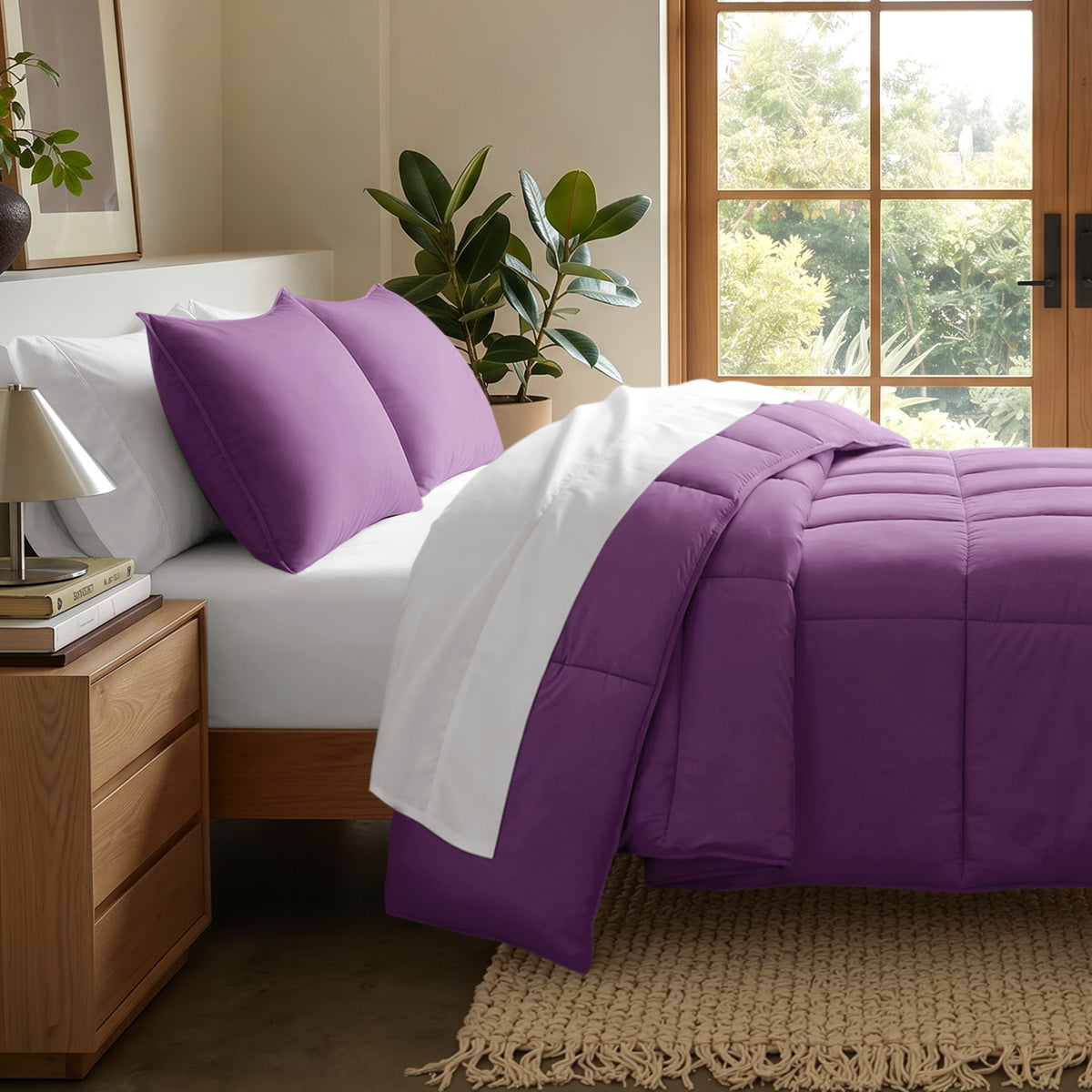 Microfiber comforter set on a bed