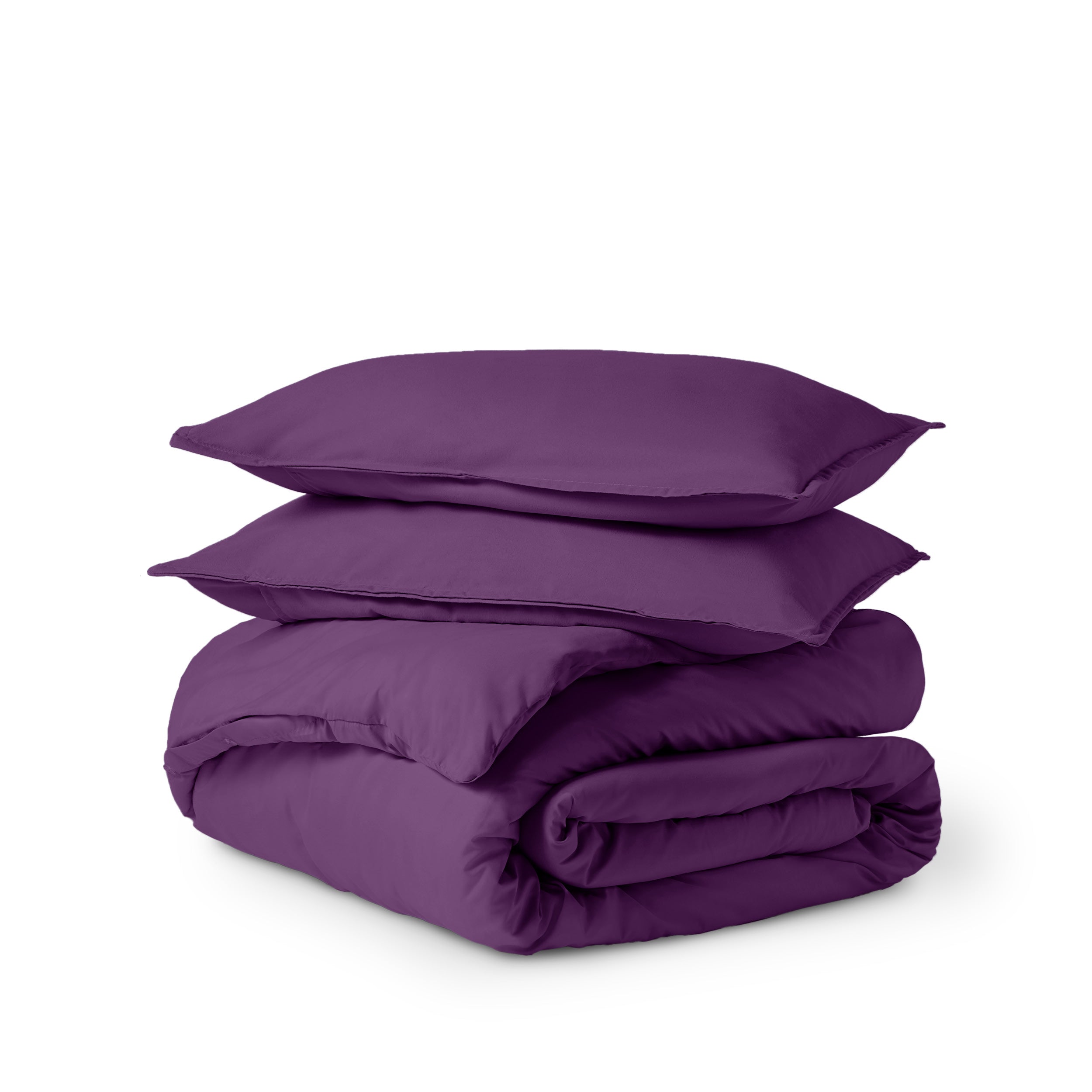 Solid color duvet set folded and stacked