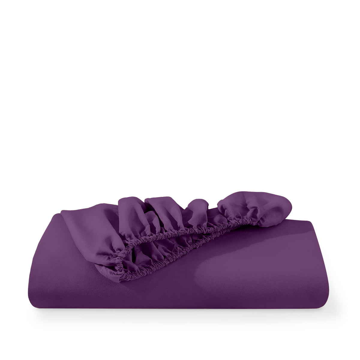 Microfiber fitted sheet folded with a white background