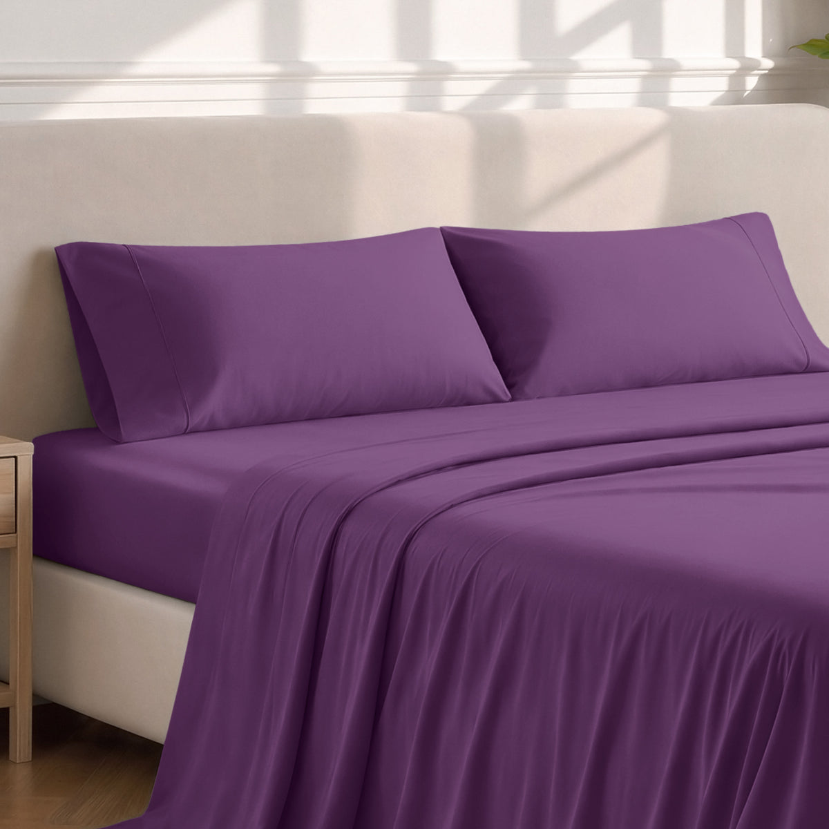 Matching sheets and pillowcases on a bed