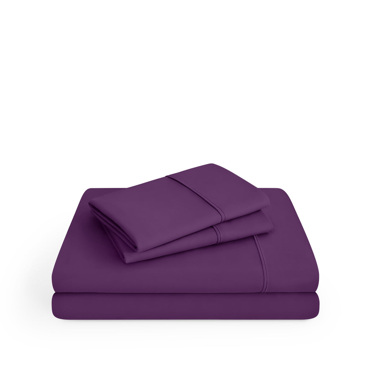 Microfiber sheet set folded and stacked