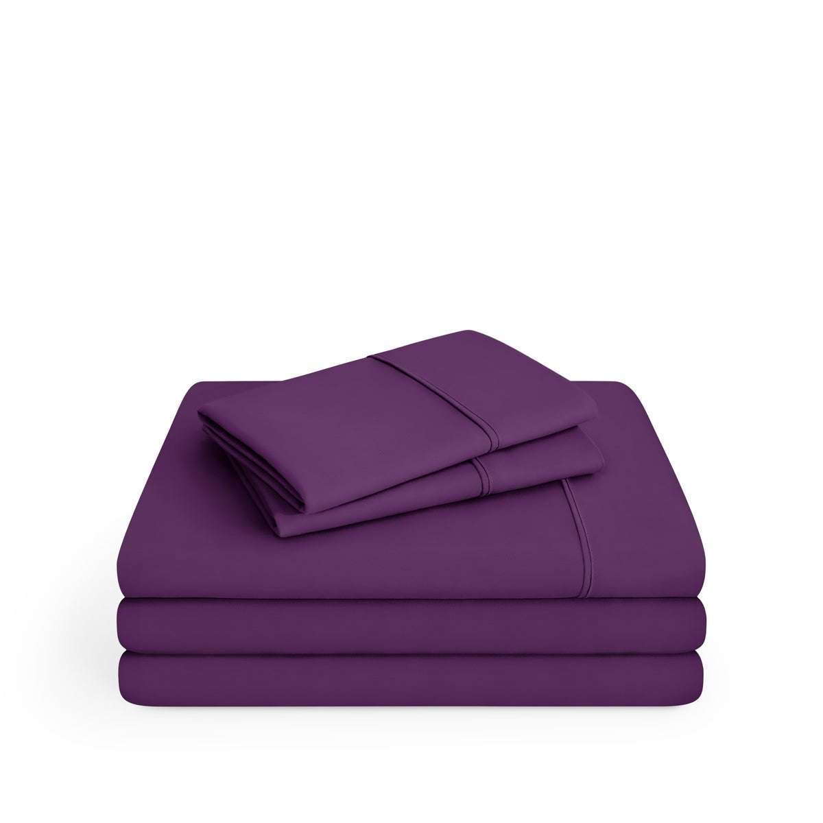 Microfiber sheet set folded and stacked
