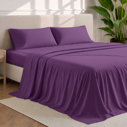 Microfiber sheets and pillowcases in a bedroom stetting