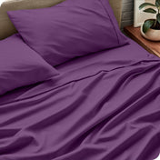 Close up of a microfiber sheet set on a bed