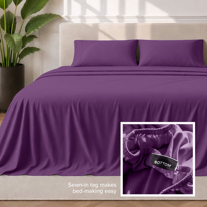 Sewn-in tag makes bed-making easy