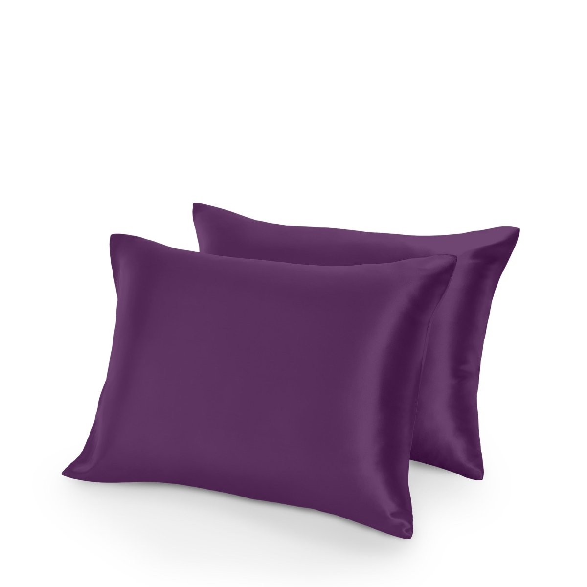 Two satin pillowcases on a white background