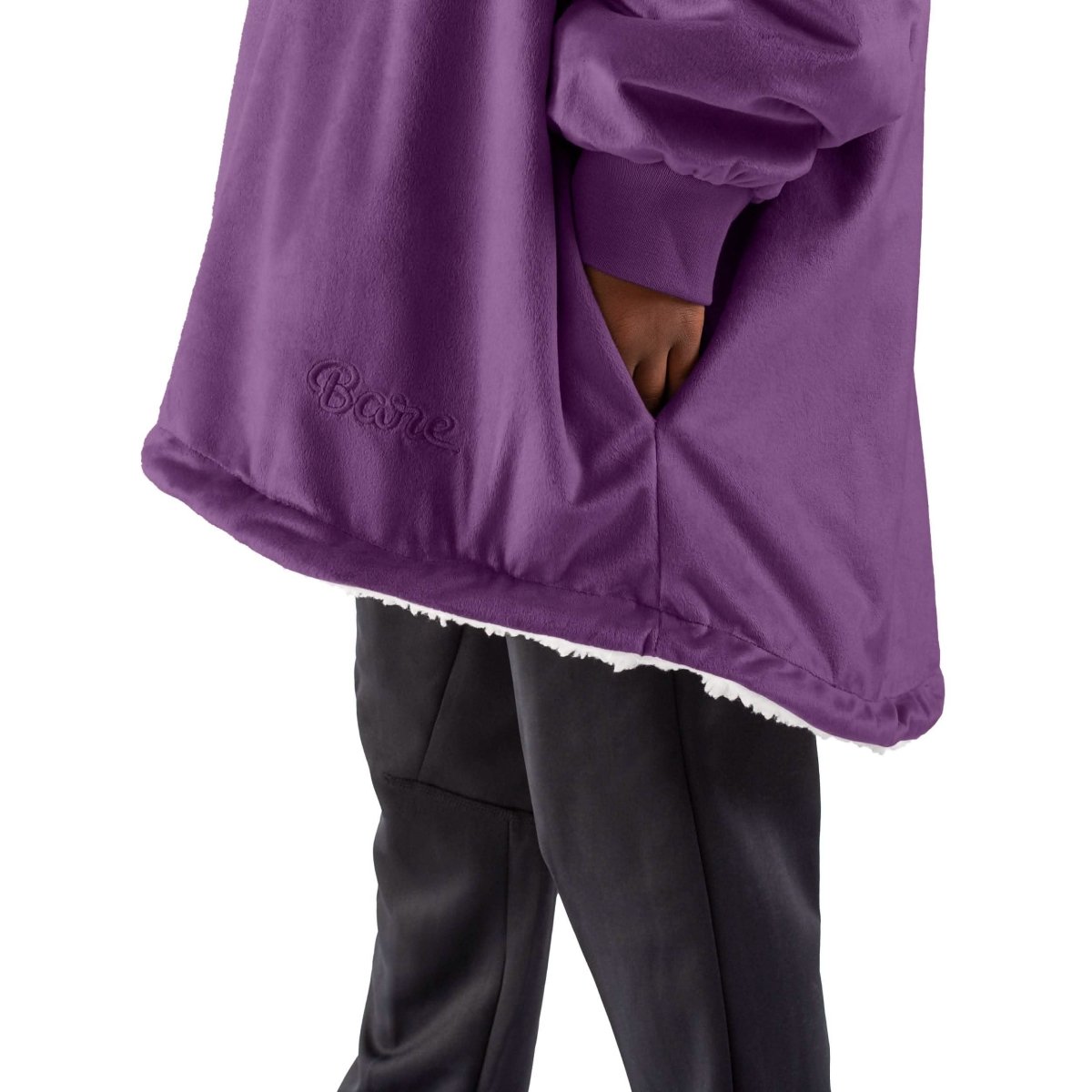 Close up of the pocket of a wearable blanket