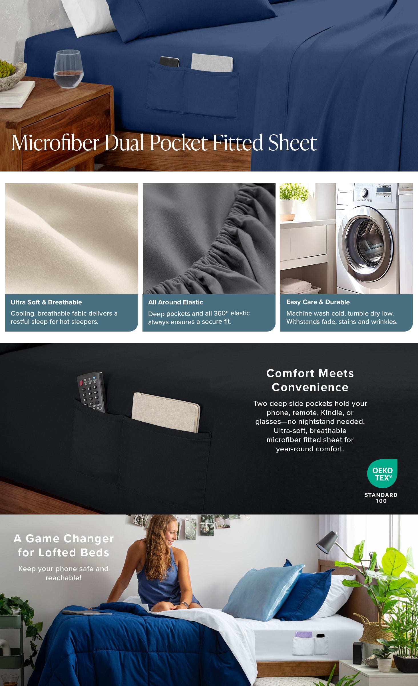 Microfiber Dual-Pocket Fitted Sheet EBC