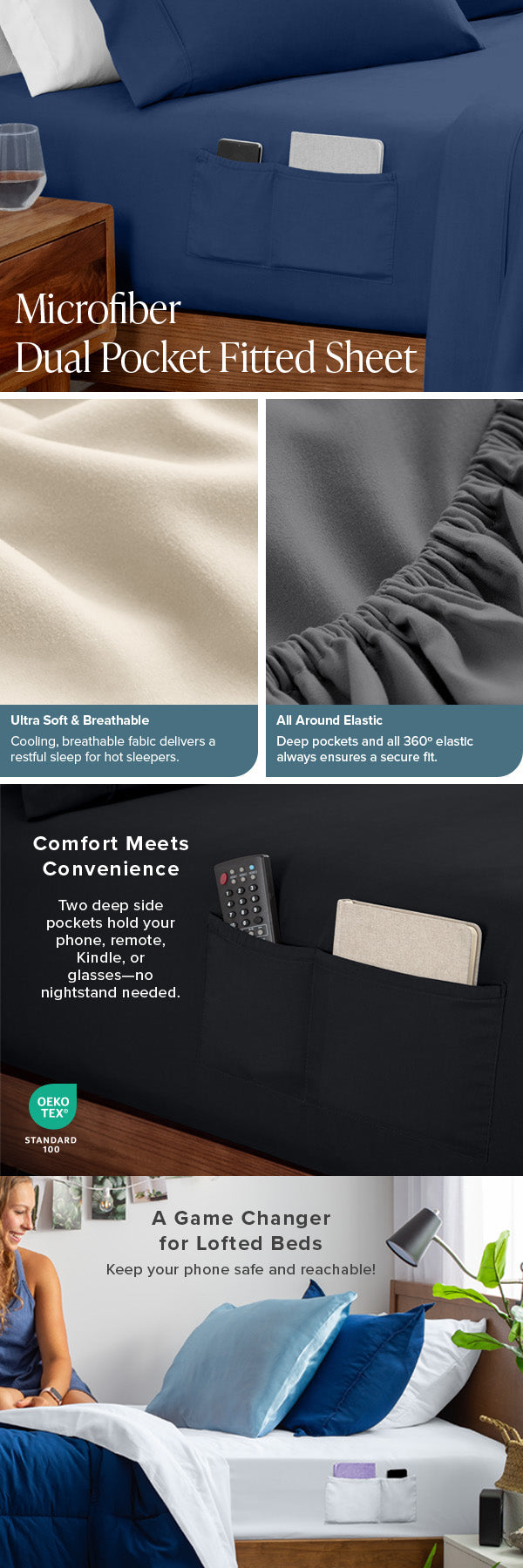 Microfiber Dual-Pocket Fitted Sheet Mobile