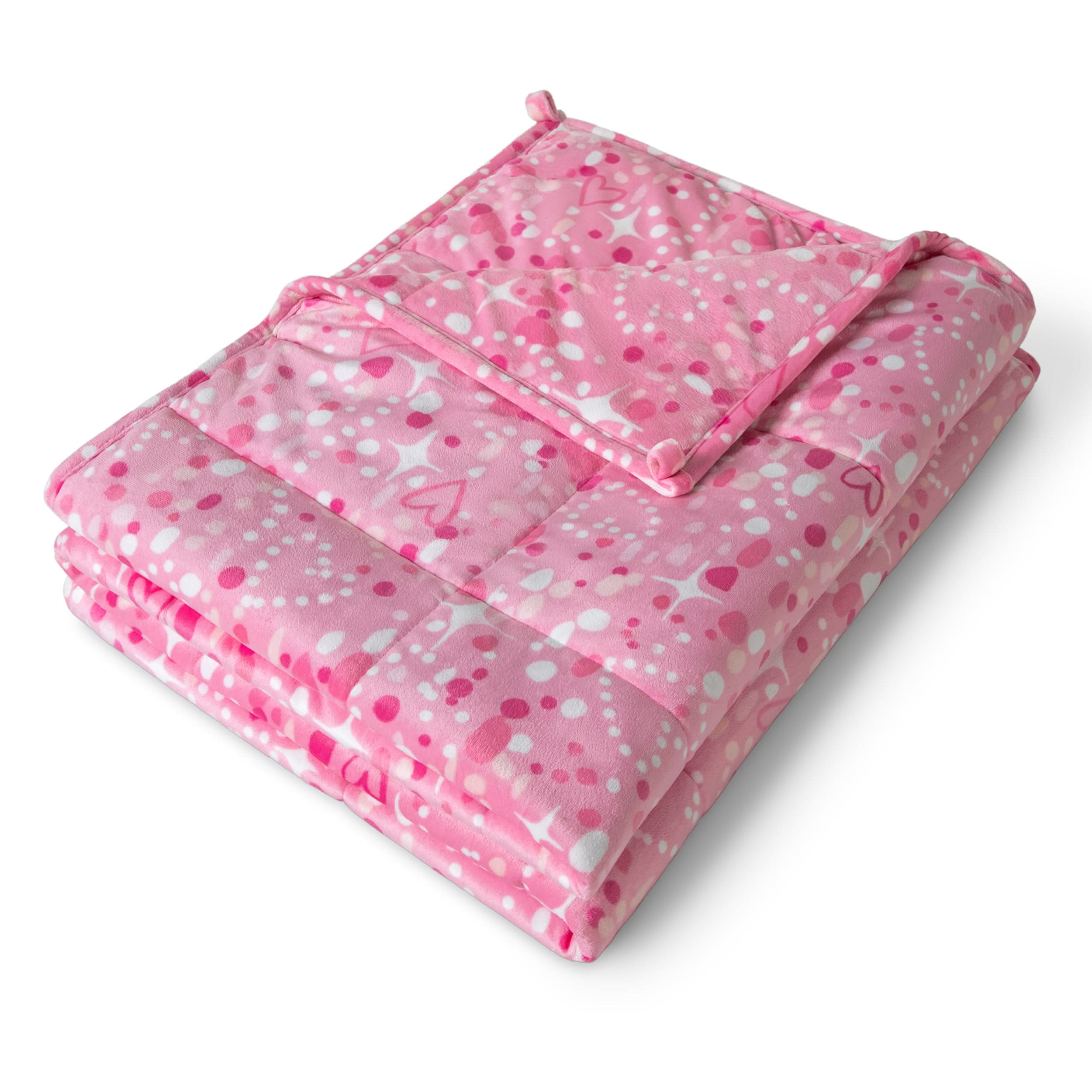 A minky weighted blanket folded neatly on a white background.