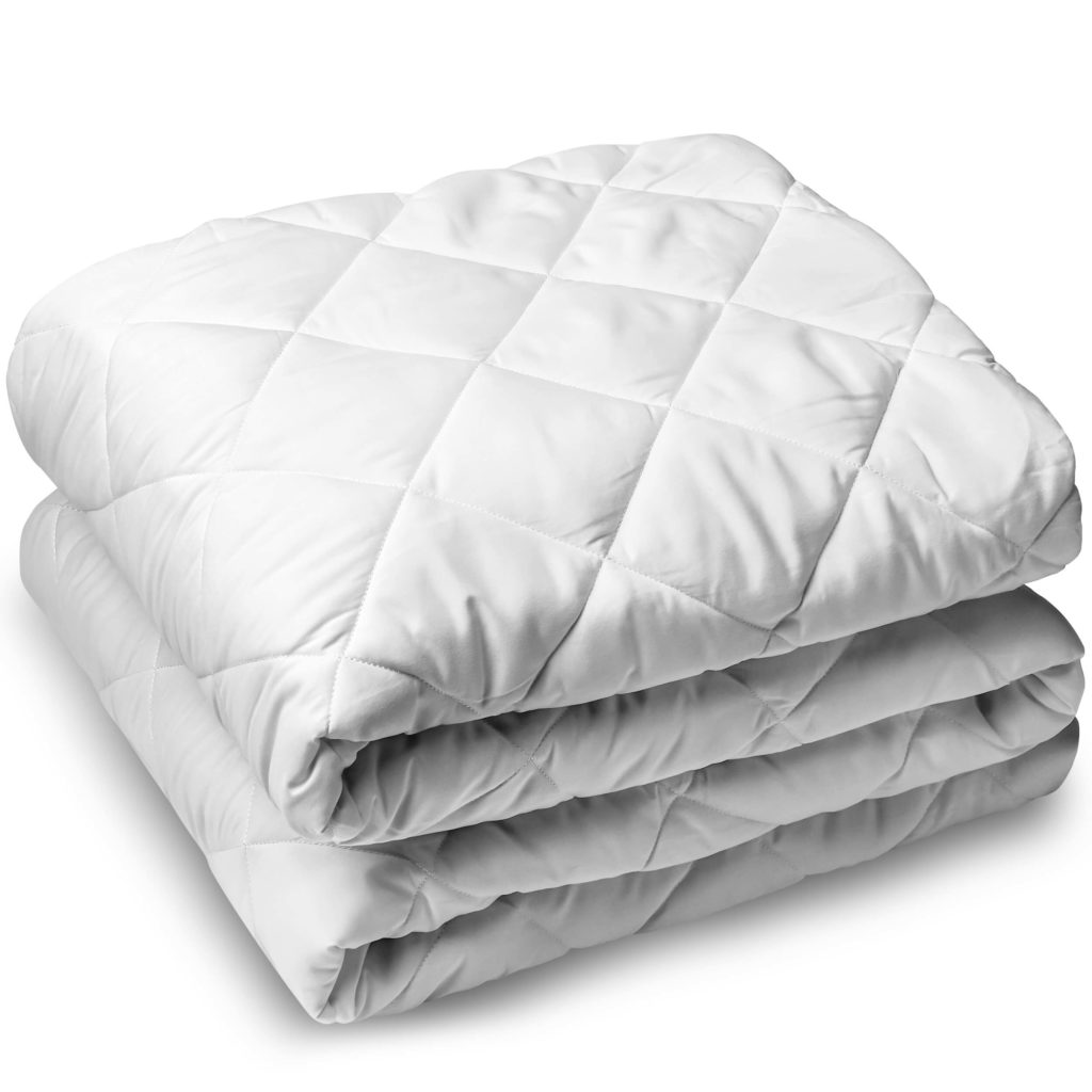 Quilted mattress pad folded