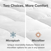 Two choices, more comfort. Microplush and microfiber. Unique reversibility features fleece and microfiber options for use in any season.