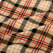 Close-up of the red lodge plaid duvet cover fabric