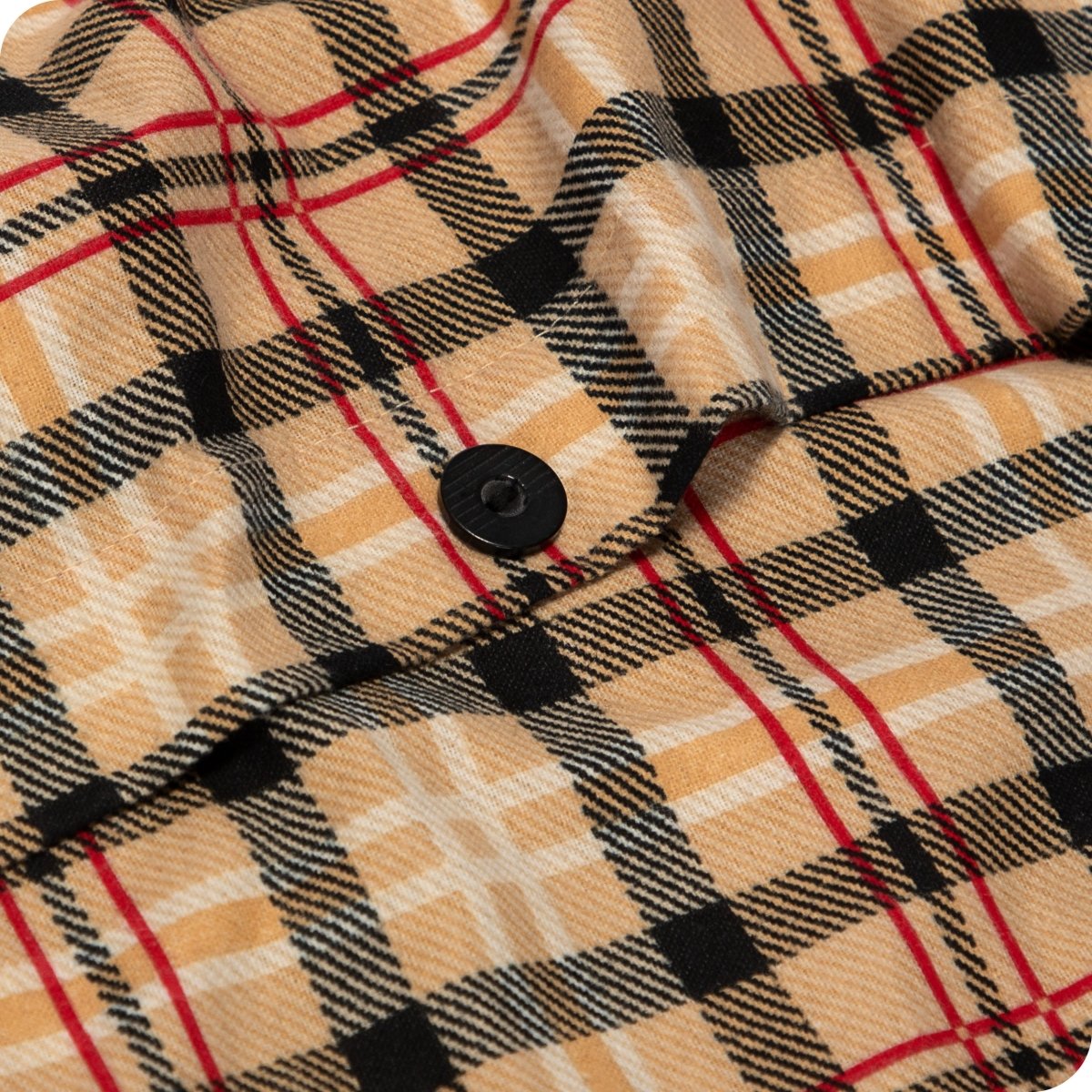 Close-up of a button on a duvet cover
