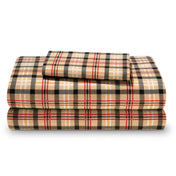 A neatly arranged set of flannel sheets