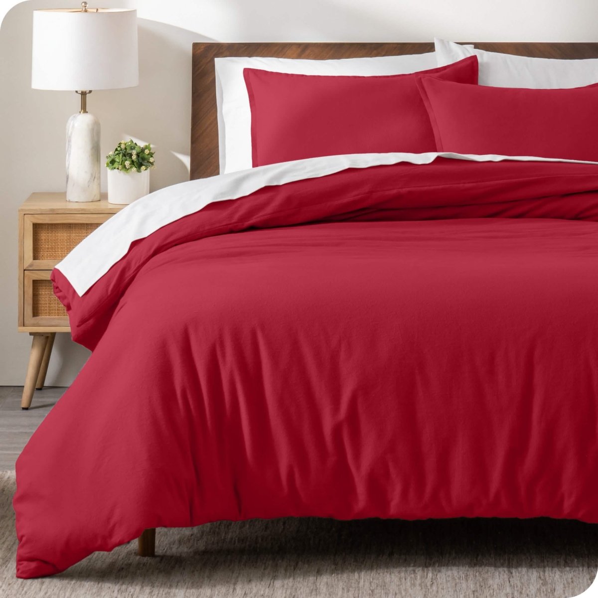 Flannel duvet cover set on a bed