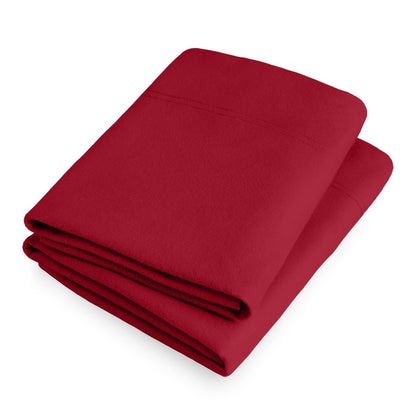 Folded flannel pillowcase set on a white background