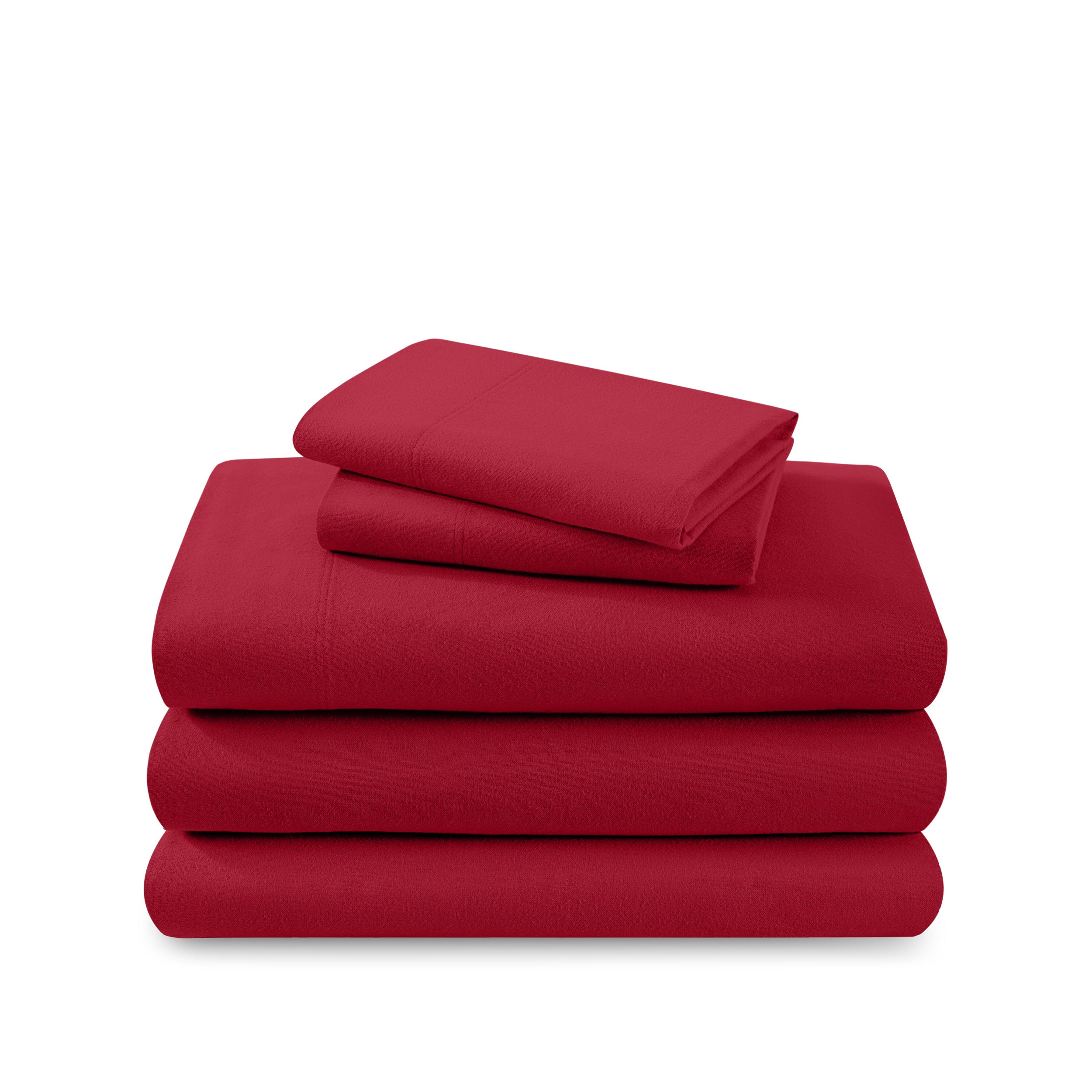 A neatly arranged set of flannel sheets