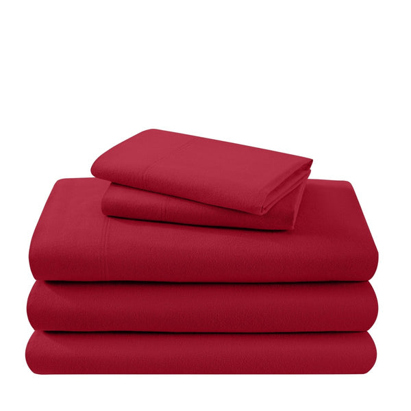 A neatly arranged set of flannel sheets