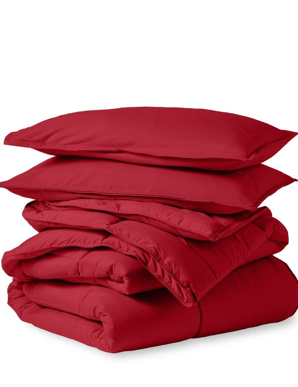 A down alternative comforter folded neatly
