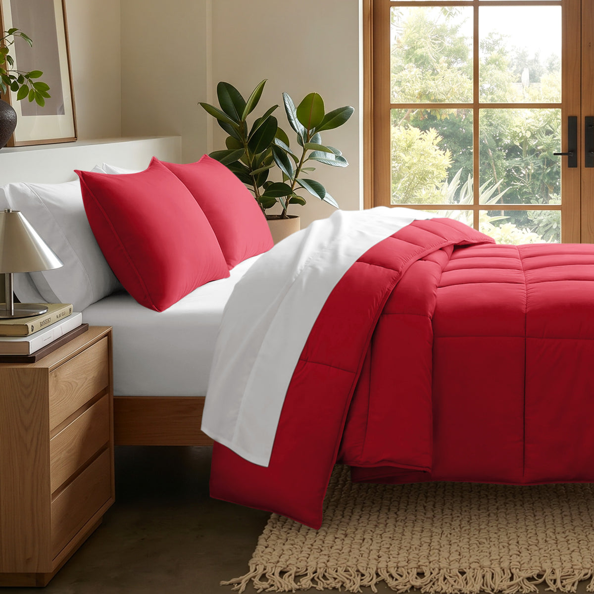 Microfiber comforter set on a bed