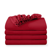 4 ultra soft fitted sheets folded and stacked
