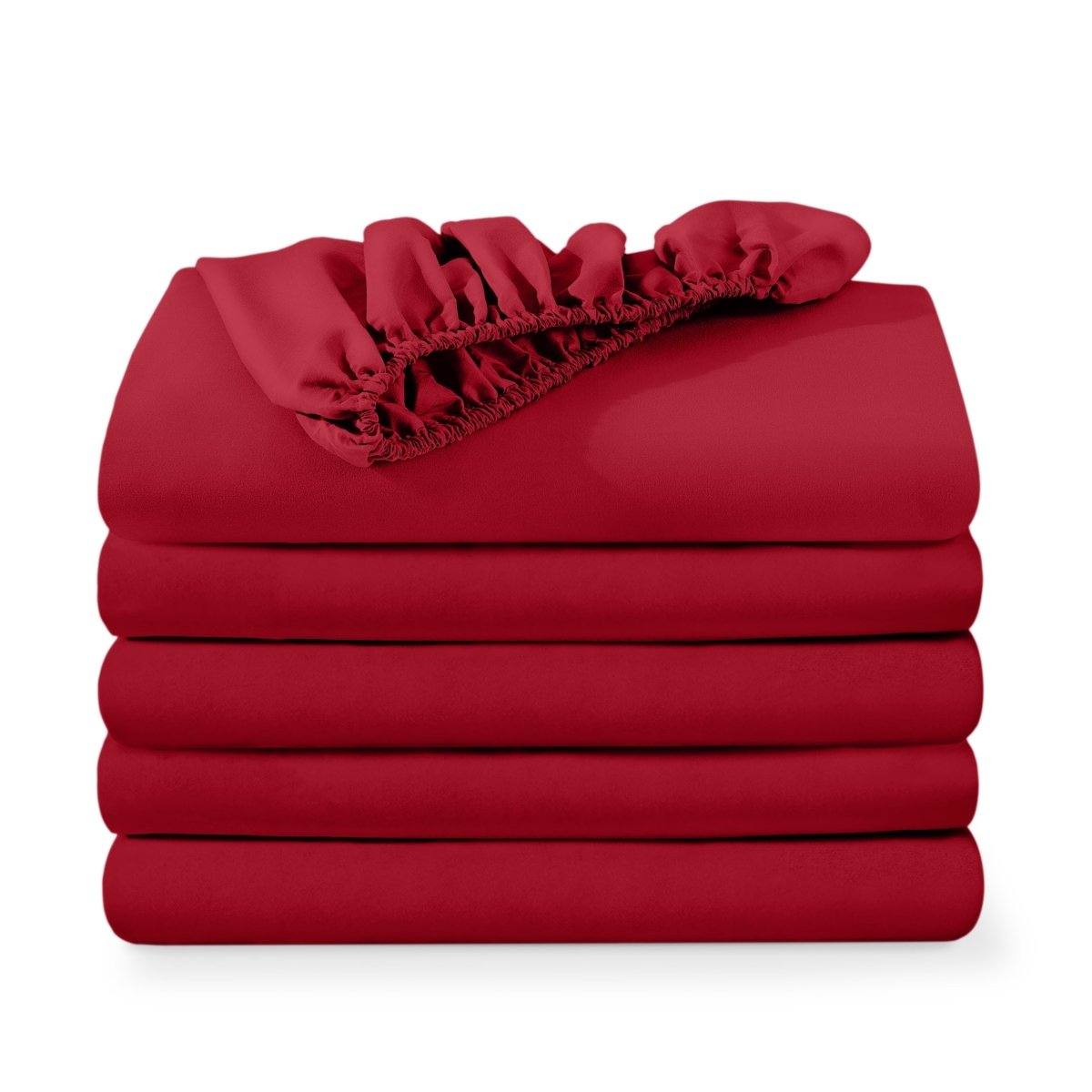 5 ultra soft fitted sheets folded and stacked