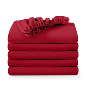 5 ultra soft fitted sheets folded and stacked