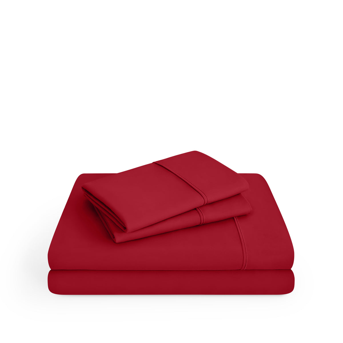 Microfiber sheet set folded and stacked