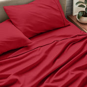 Close up of ultra-soft sheets on a bed