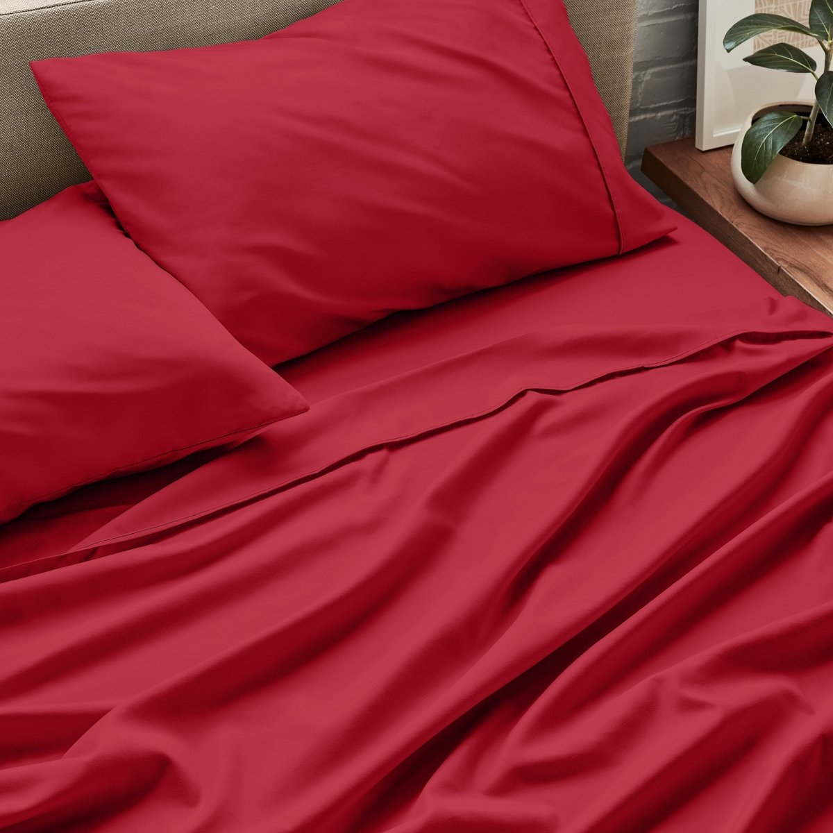 Close up of ultra-soft sheets on a bed