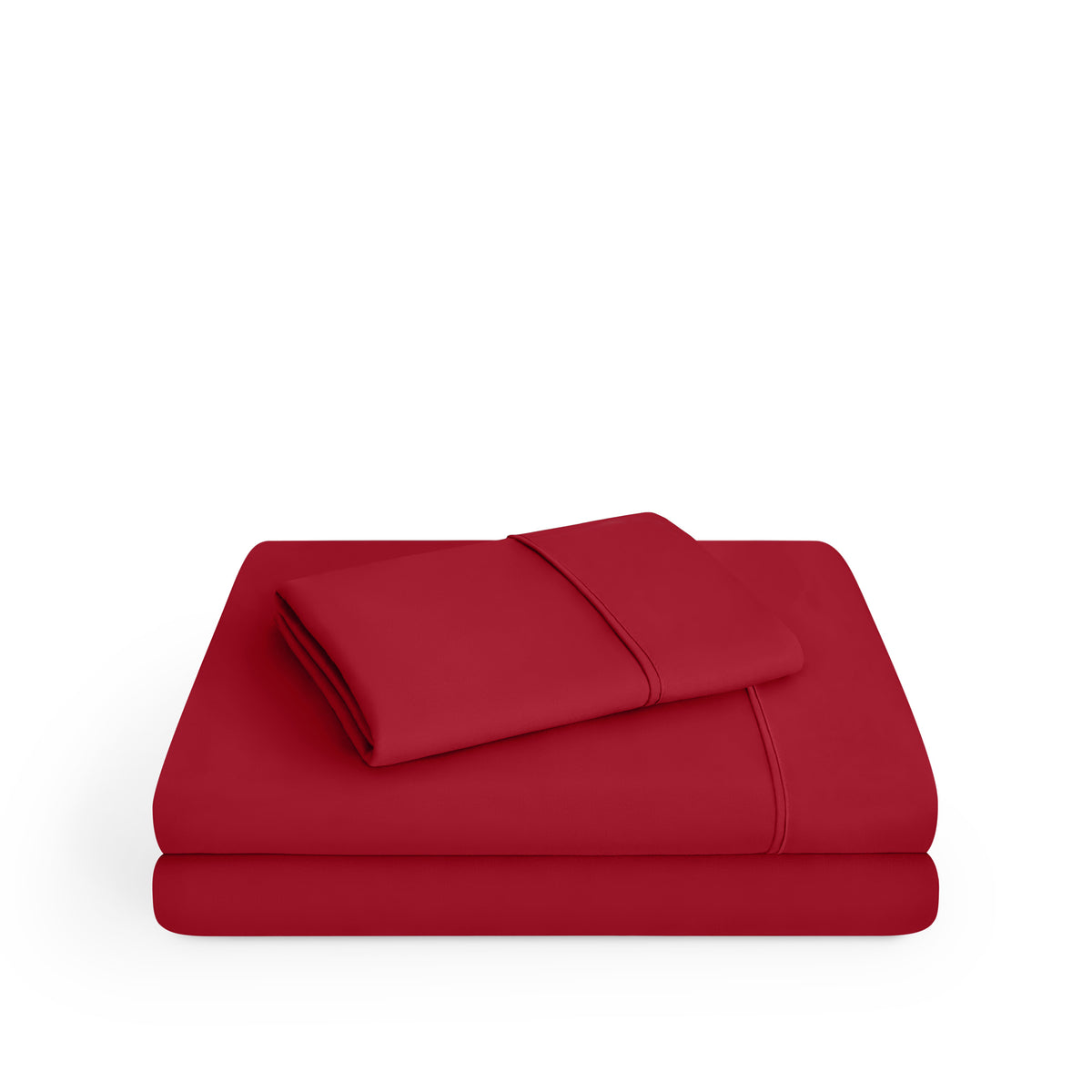 Microfiber sheet set folded and stacked