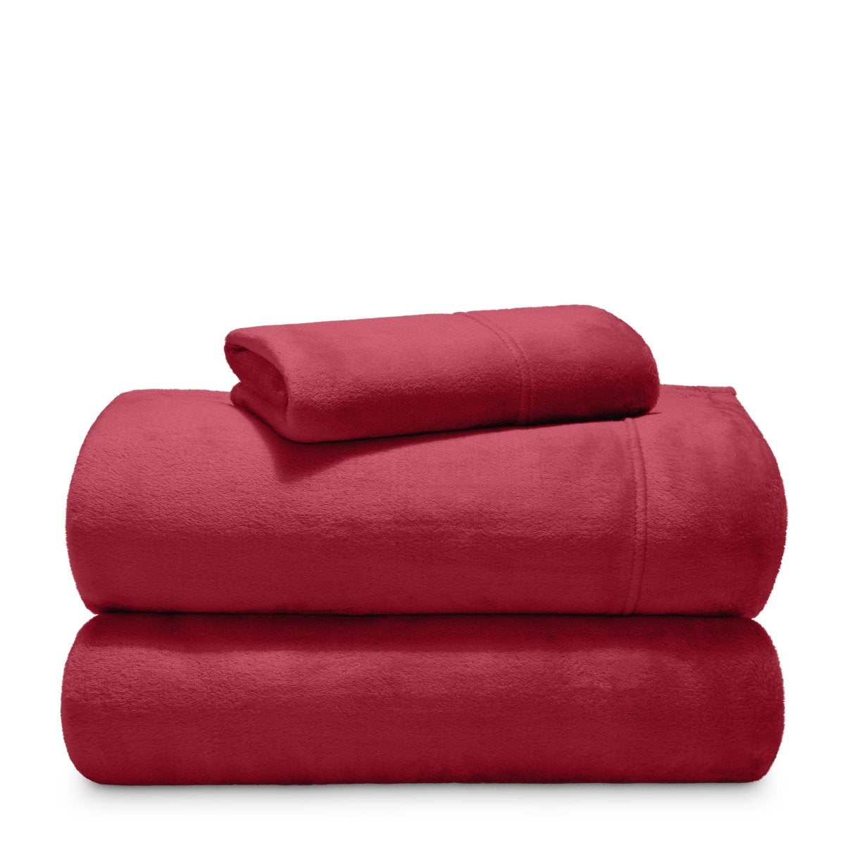 Stack of microplush sheets on a white background