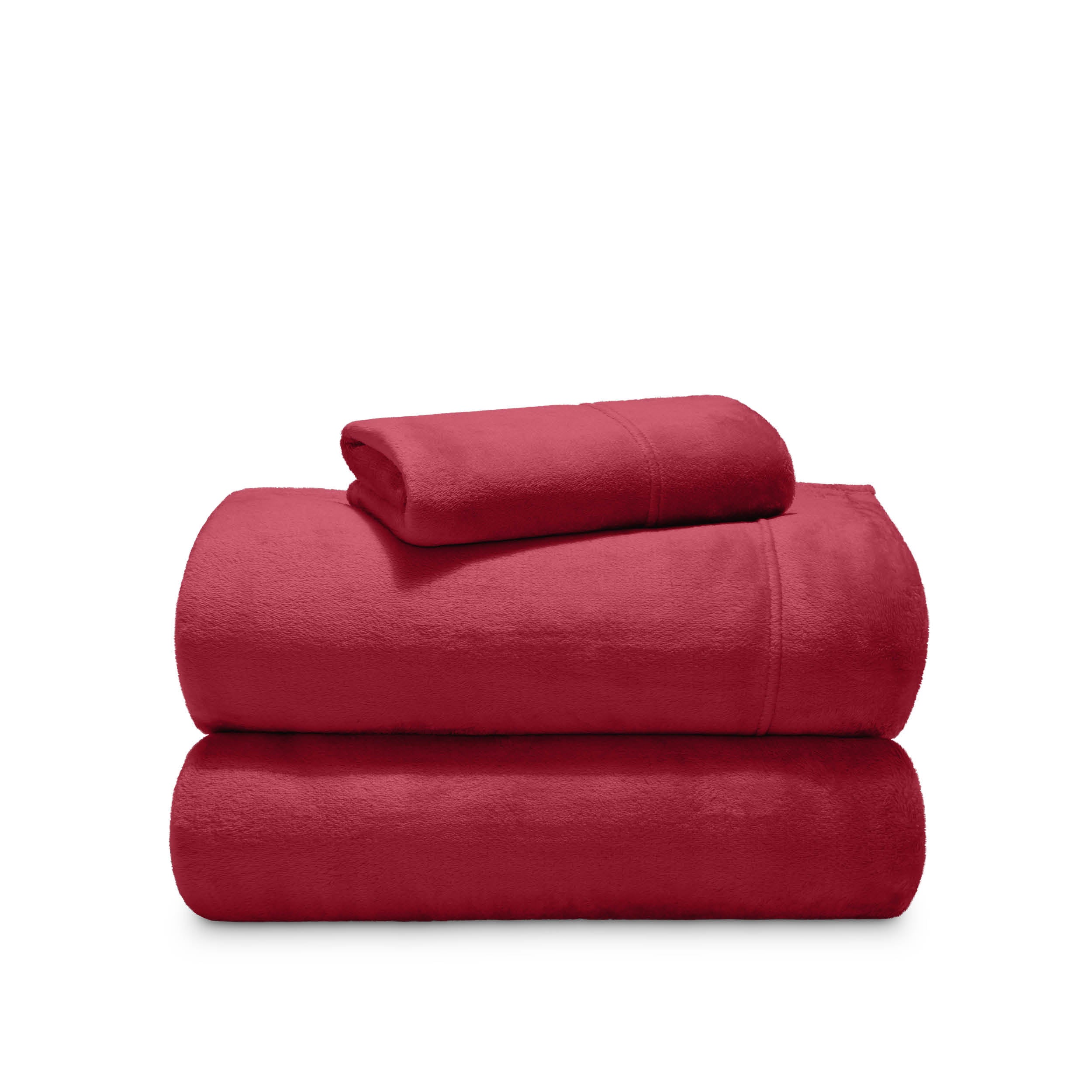 Stack of microplush sheets on a white background