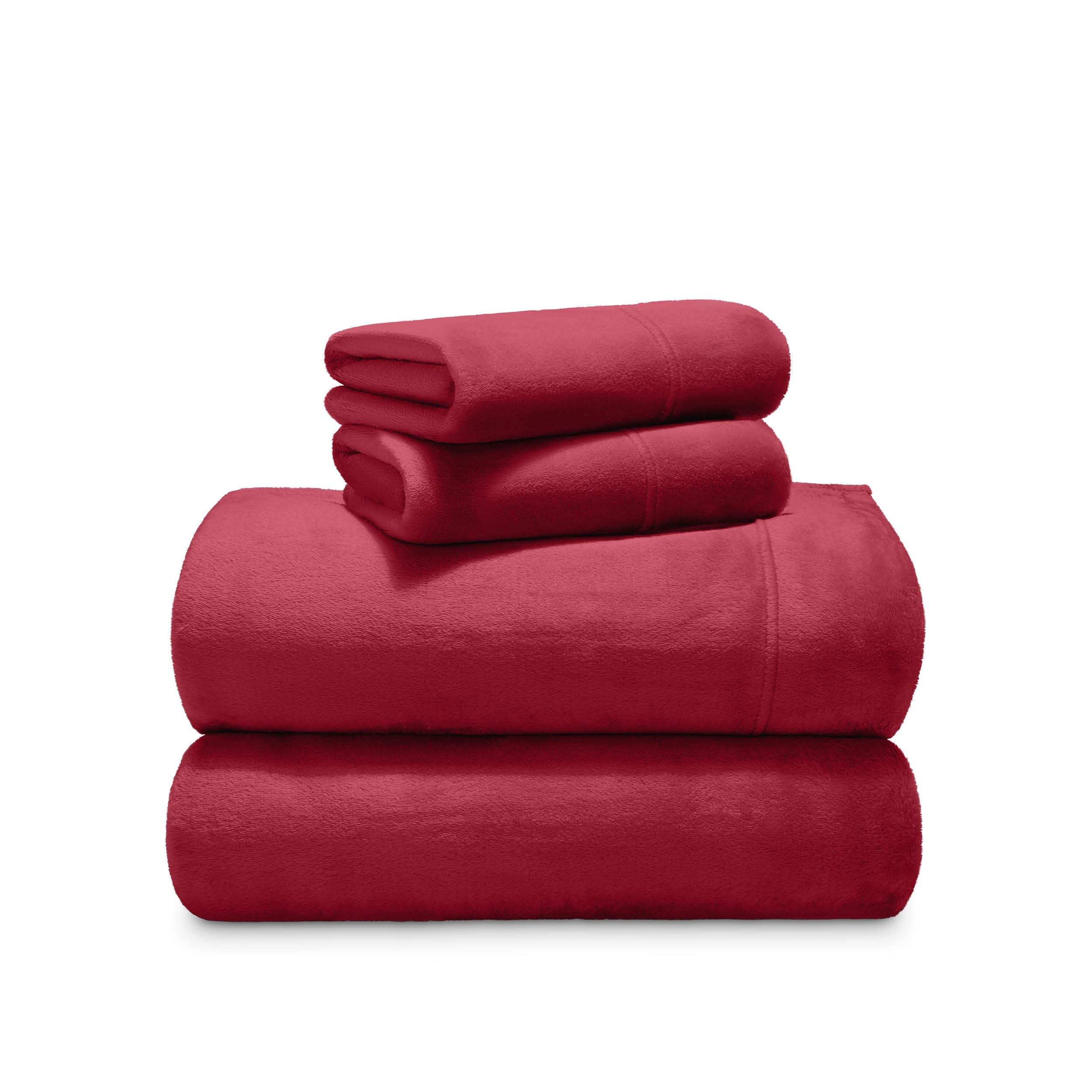 Stack of microplush sheets on a white background